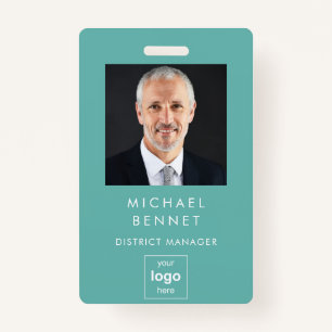 Modern Basic Green Corporate Photo ID Badge