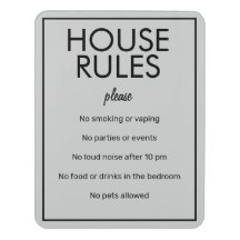 Modern Basic Light Gray House Rules Guest Sign