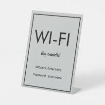 Modern Basic Light Gray Wi-Fi Guest Pedestal Sign