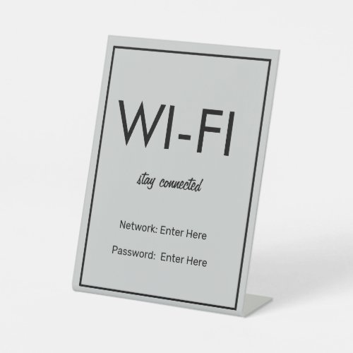 Modern Basic Light Gray Wi_Fi Guest Pedestal Sign