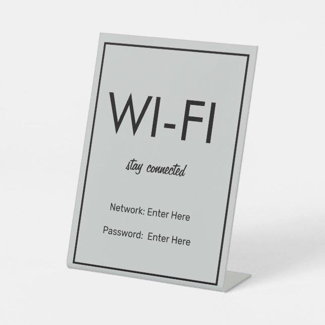 Modern Basic Light Gray Wi-Fi Guest Pedestal Sign (Front)