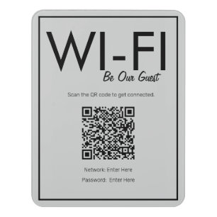 Modern Basic Light Gray Wi-Fi QR Code Guest Sign