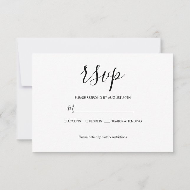 Modern Basic Minimalist Simple wedding RSVP Card (Front)