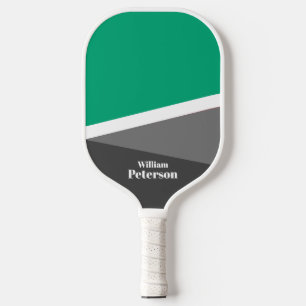 Modern Basic Mint Green Grey Shades Custom Name  Pickleball Paddle