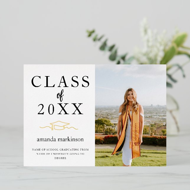 Modern Basic Photo Foil College Foil Invitation (Standing Front)
