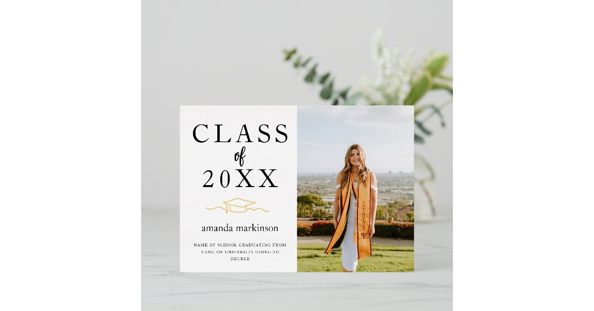 Modern Basic Photo Foil College Invitation | Zazzle