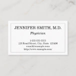 [ Thumbnail: Modern & Basic Physician Business Card ]