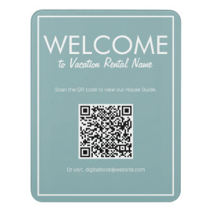 Modern Basic Teal Digital QR Code Welcome Sign