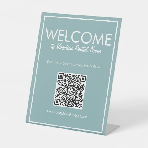 Modern Basic Teal Digital QR Code Welcome Sign