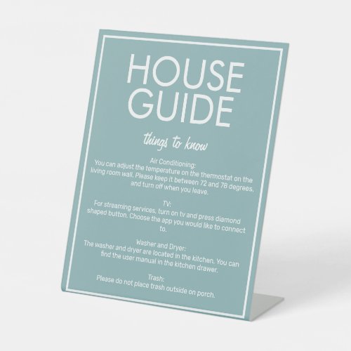 Modern Basic Teal House Guide Guest Table Sign