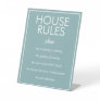 Modern Basic Teal House Rules Guest Pedestal Sign
