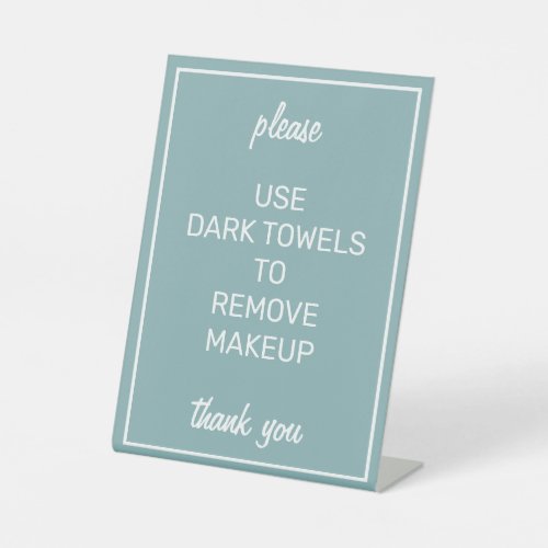Modern Basic Teal Makeup Towel Counter Sign