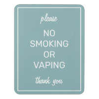 Modern Basic Teal No Smoking Sign
