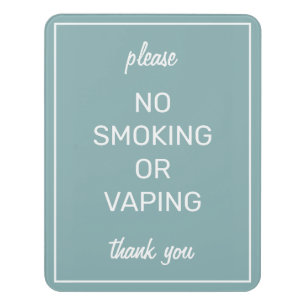 Modern Basic Teal No Smoking Sign