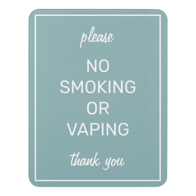 Modern Basic Teal No Smoking Sign (Contemporary Vert)