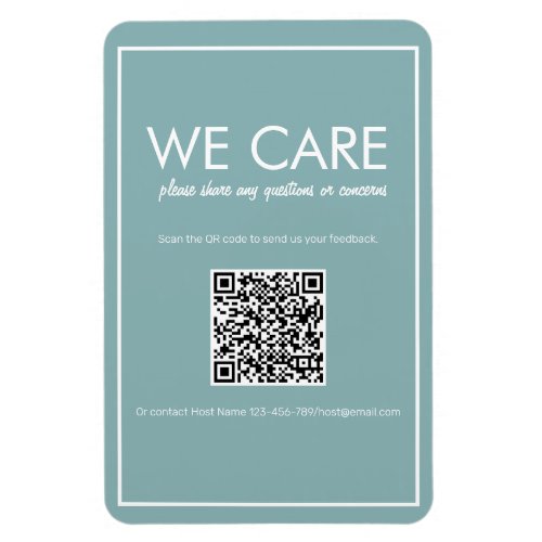 Modern Basic Teal QR Code Feedback Magnet