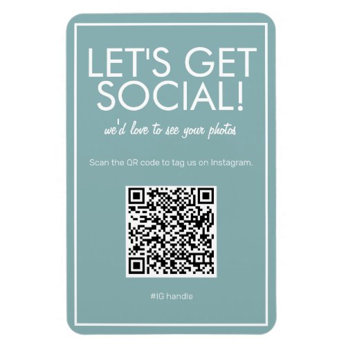 Modern Basic Teal Social Media QR Code Magnet