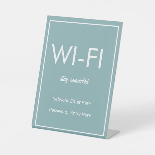 Modern Basic Teal Wi_Fi Guest Pedestal Sign