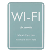 Modern Basic Teal Wi-Fi Guest Sign