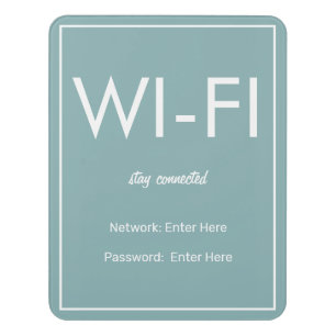 Modern Basic Teal Wi-Fi Guest Sign