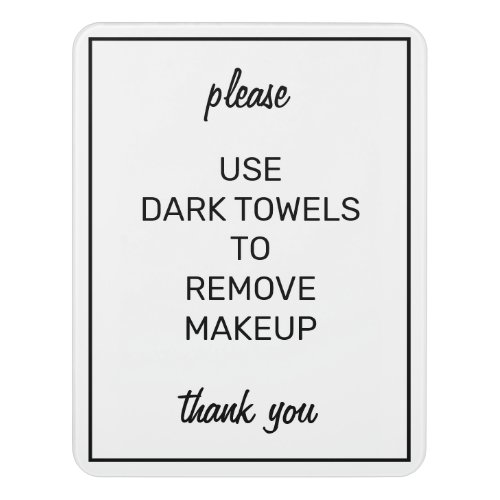 Modern Basic White Bathroom Makeup Towel Sign