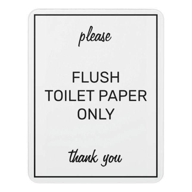 Modern Basic White Bathroom Septic Sign (Contemporary Vert)