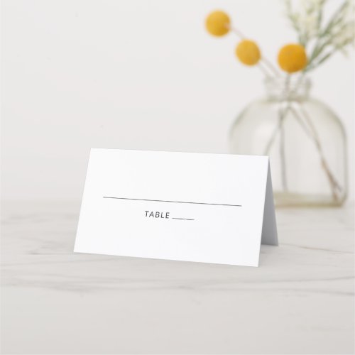 Modern Basic White Blank Bold Typography Wedding Place Card
