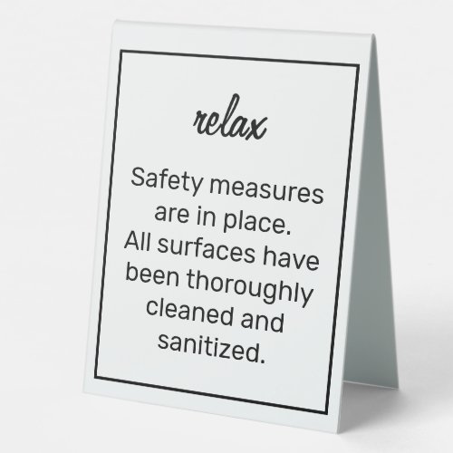 Modern Basic White Clean Sanitize Table Tent Sign