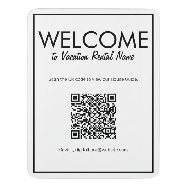 Modern Basic White Digital QR Code Welcome Sign (Contemporary Vert)