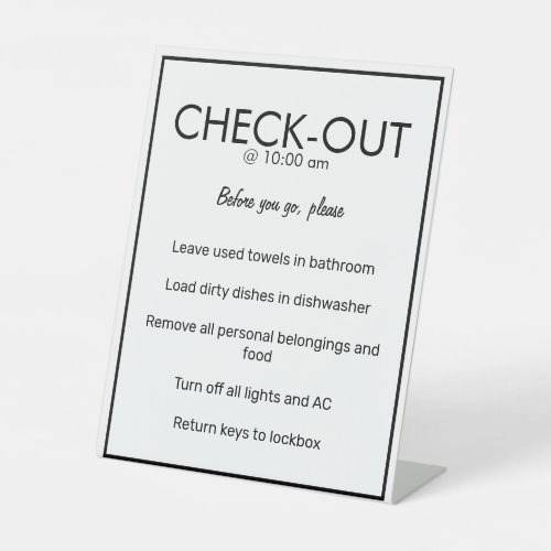 Modern Basic White Guest Check Out Table Sign