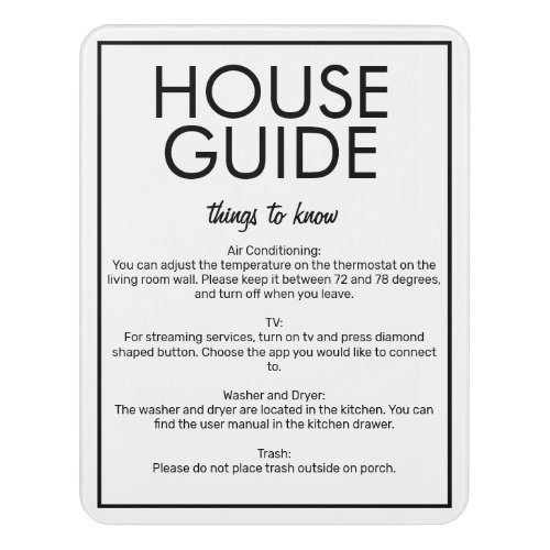 Modern Basic White House Guide Guest Sign