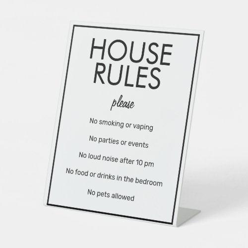Modern Basic White House Rules Guest Pedestal Sign