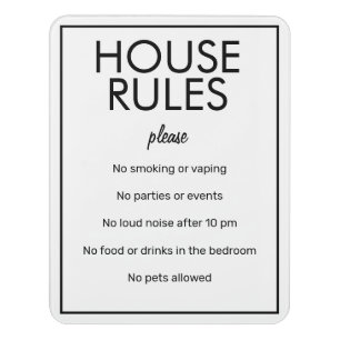 Modern Basic White House Rules Guest Sign
