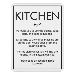 Modern Basic White Kitchen Sign