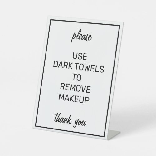 Modern Basic White Makeup Towel Counter Sign