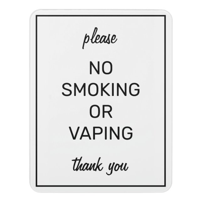 Modern Basic White No Smoking Sign (Contemporary Vert)