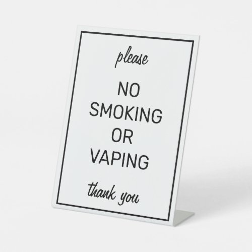 Modern Basic White No Smoking Tabletop Sign