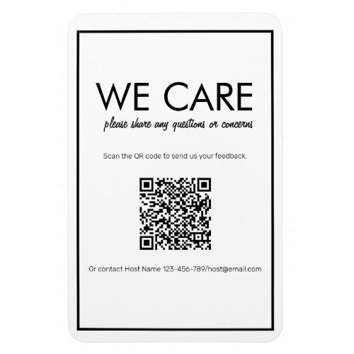 Modern Basic White QR Code Feedback Magnet