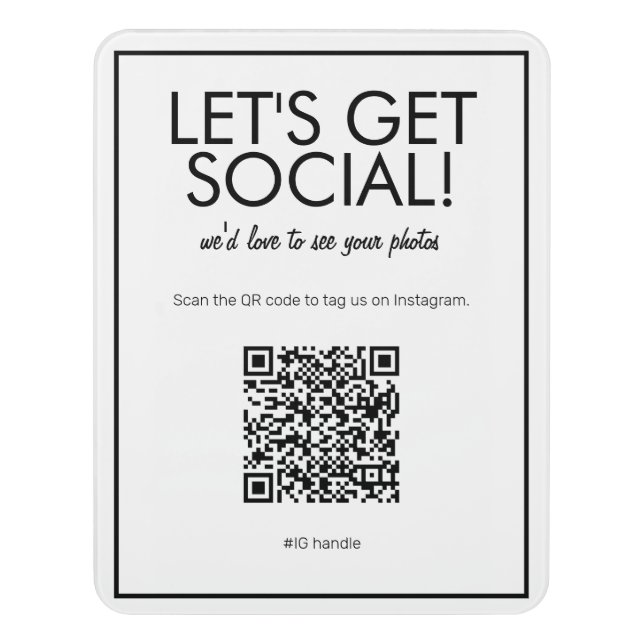 Modern Basic White Social Media QR Code Sign (Contemporary Vert)