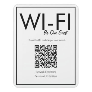 Modern Basic White Wi-Fi QR Code Guest Sign