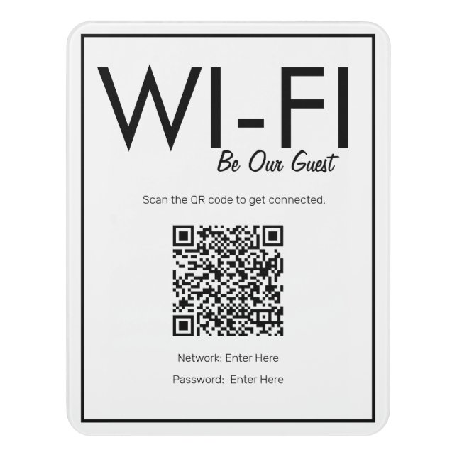 Modern Basic White Wi-Fi QR Code Guest Sign (Contemporary Vert)
