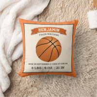 Modern Basketball Baby Birth Stats Throw Pillow