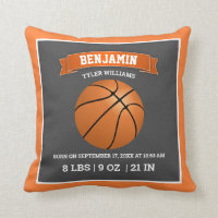 Modern Basketball Baby Birth Stats Throw Pillow