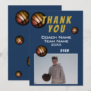 Modern Basketball Ball Photo Thank you Coach Card