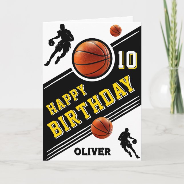 Modern Basketball Ball Player Themed Birthday  Card (Front)