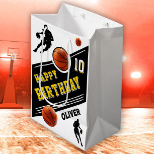 Modern Basketball Ball Player Themed Birthday Medium Gift Bag
