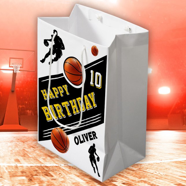 Modern Basketball Ball Player Themed Birthday  Medium Gift Bag (Creator Uploaded)