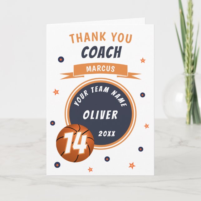 Modern Basketball Ball Thank you Coach  (Front)