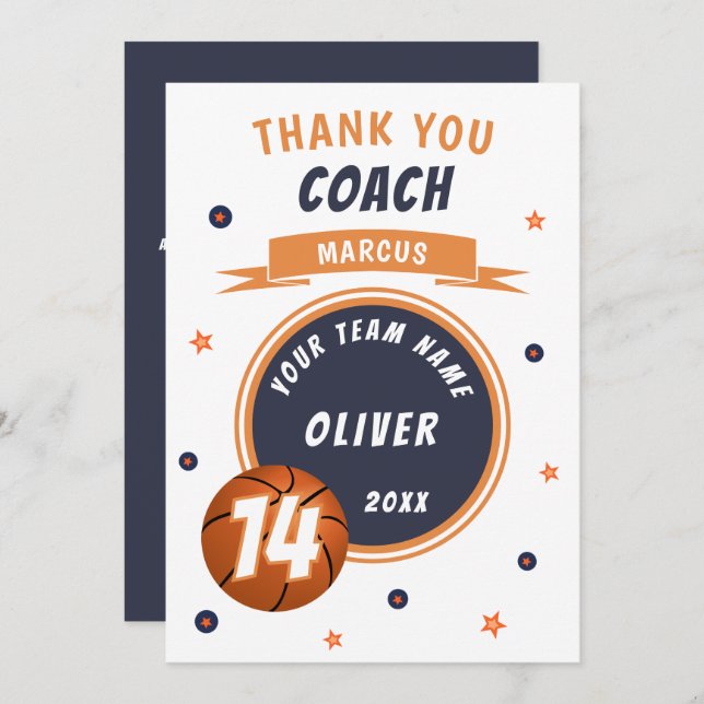 Modern Basketball Ball Thank you Coach  (Front/Back)