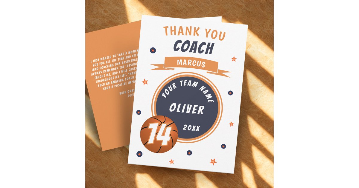 Modern Basketball Ball Thank you Coach | Zazzle